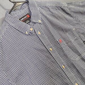 Ariat FR Shirt Men's XL Blue Plaid Work Shirt Flame Resistant Welder Workwear